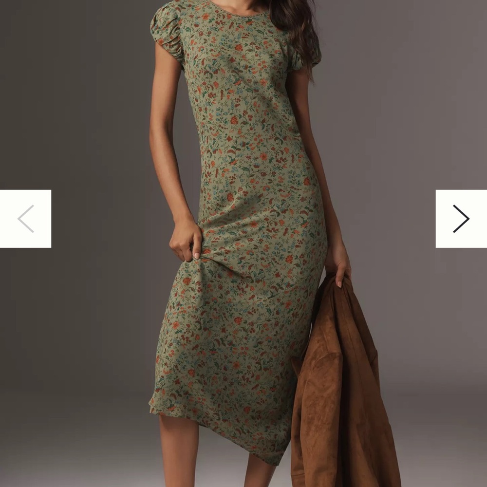Reformation  Leana Green Floral Midi Dress